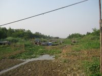 Walking to a village on the Mekong.