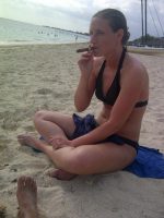 Cuban cigar on the beach