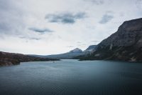 Wild Goose Island in the distant. Glacier National Park, Montana, United States.