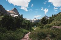 Redrock Falls hike, Glacier National Park, Montana, United States.