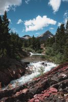 Redrock Falls hike, Glacier National Park, Montana, United States.