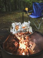 Campfire cooking.