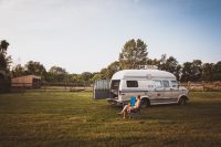 We chose to camp in this perfect spot with a view of barn and stables.