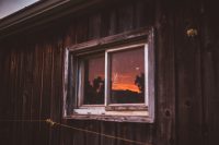 Sunset reflecting in the barn windows. So perfect.