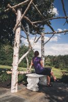 Enjoying the view from the ceremonial birch altar