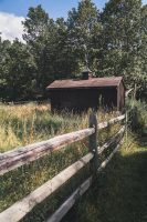 The barn near the entrance to the property.