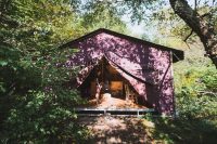 One of the platform tents for your farm stay at Stony Creek Farmstead.