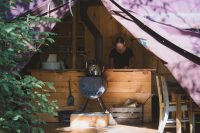 One of the platform tents for your farm stay at Stony Creek Farmstead.