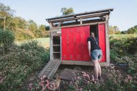 Collect fresh laid eggs for breakfast from the unique antique locker hen house.