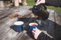 Coffee always tastes better when enjoyed outdoors.