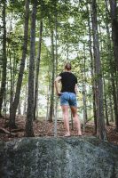 Large boulders must be climbed.