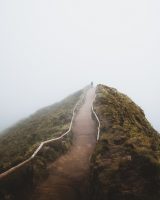 With fog like this, we didn't expect to see much as we walked down the path at Miradouro da Boca do Inferno. However, a few minutes after arriving the clouds blew out and we soaked in the views.