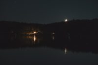 Moon rise over the lake.