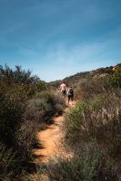 Hiking Temescal Canyon Trail in Topanga State Park in Los Angeles, California, United States.