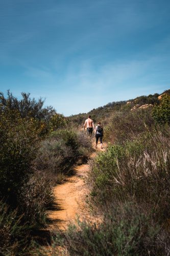 Hiking Temescal Canyon Trail in Topanga State Park in Los Angeles, California, United States.
