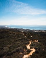 Enjoying the views from the top of the Temescal Canyon Trail in Topanga State Park in Los Angeles, California.