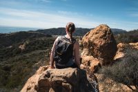 Enjoying the views from the top of the Temescal Canyon Trail in Topanga State Park in Los Angeles, California.
