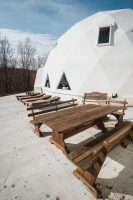 Sit and relax outside the community gathering area.