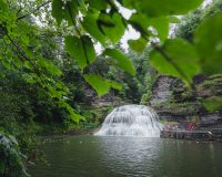 The swimming area at Robert H. Treman State Park.