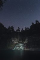 Night time over the falls at Robert H. Treman State Park.