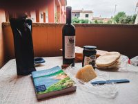 Enjoying a picnic lunch at Hotel Daniel, Olbia.