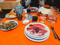 One of many dinner courses at Rifugio Gorropu