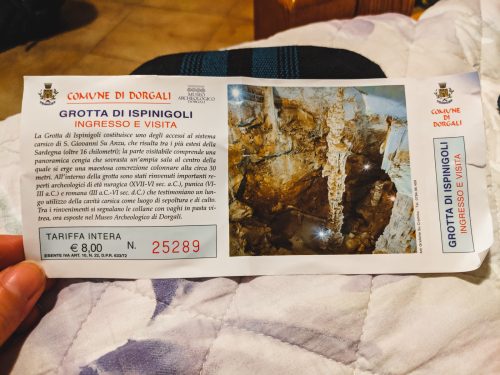 Entrance ticket to Grotta di Ispinigoli