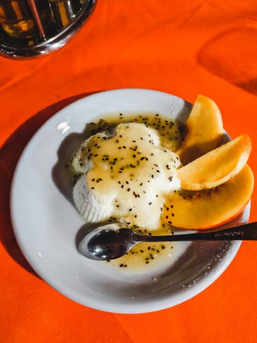 One of many dinner courses at Rifugio Gorropu