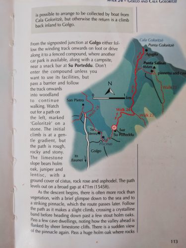 Description of hike to Cala Golortitze