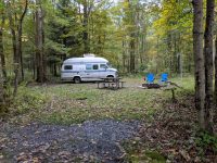 Camping at Steam Mill campground in Stokes State Forest, New Jersey.
