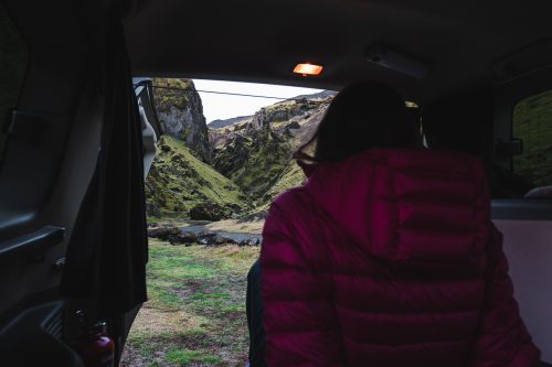 Our campsite view at Þakgil Campground