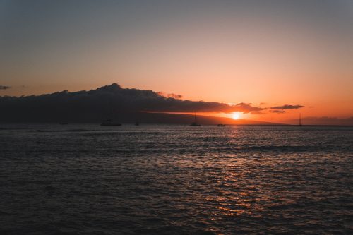 Sunset over Lahaina harbour, Maui