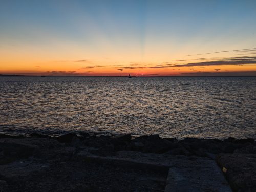 Sunset at over the bay at Sandy Hook