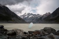 Balanced iceberg. Hooker Valley Track, Aoraki/Mount Cook National Park