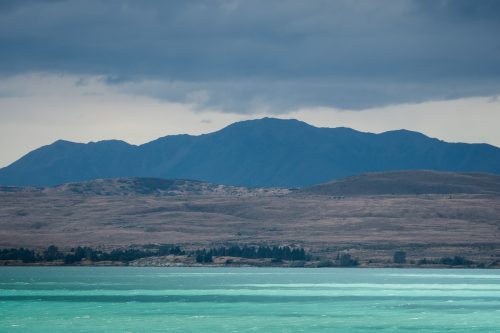 Driving towards Aoraki/Mt Cook National Park alongside Lake Pukaki