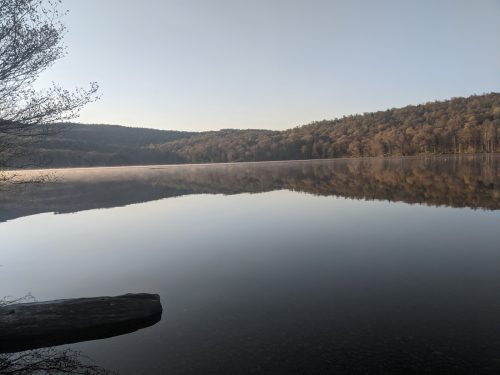 Morning mist at East Inlet Campsite 13